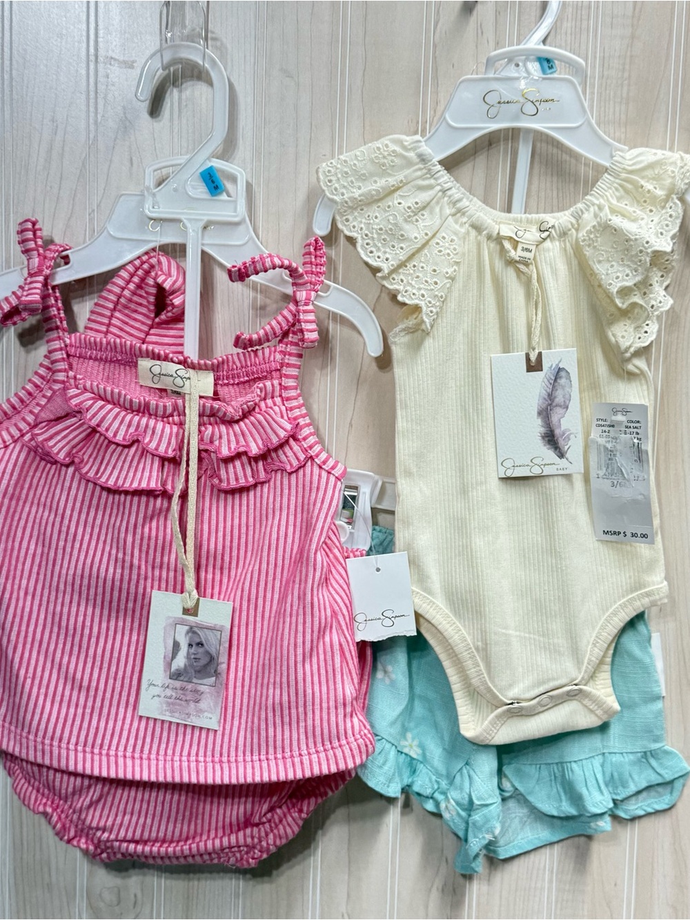 Jessica Simpson Pink Striped Ruffle Baby One-Piece